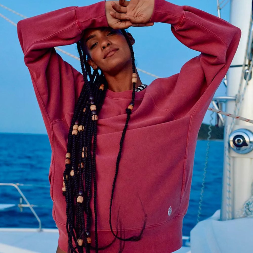 Free People Better Days Sweatshirt in Varsity Red XS